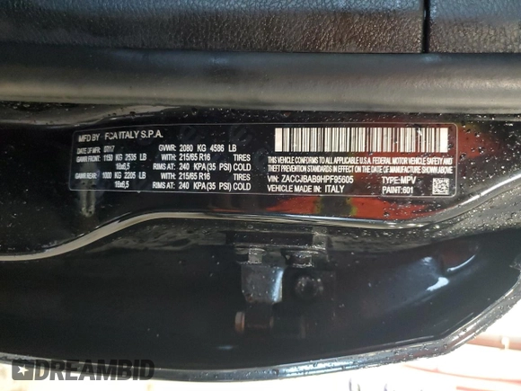2017 Jeep Renegade Sport with VIN ZACCJBAB9HPF95605, listed as a Copart auction lot 52074305 with 67,466 mi miles and Salvage Title. Bid and sale history available at carsss.com. Image 14.