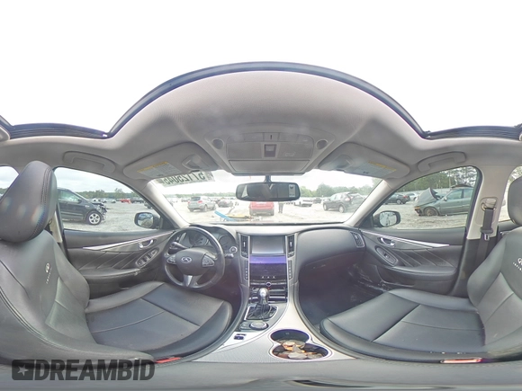 2014 Infiniti Q50 Premium with VIN JN1BV7APXEM675338, listed as a Copart auction lot 57125045 with 58,267 mi miles and Salvage title. Bid and sale history available at DreamBid. Image 14.