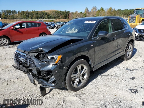 2021 Audi Q3 S line Premium with VIN WA1DECF30M1056407, listed as a Copart auction lot 63602502 with 23,780 mi miles. Bid and sale history available at carsss.com. Image 2.