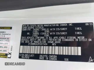 2023 Lexus RX 350h с VIN 2T2BBMCA3PC021404, выставлен на аукционе IAAI как лот 41879929 с пробегом 17 804 миль миль и . История ставок и продаж доступна на DreamBid. Изображение 9.