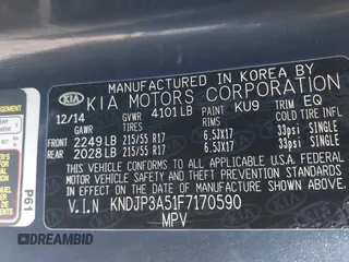 2015 Kia Soul + with VIN KNDJP3A51F7170590, listed as a IAAI auction lot 41272201 with 78,240 mi miles. Bid and sale history available at carsss.com. Image 9.
