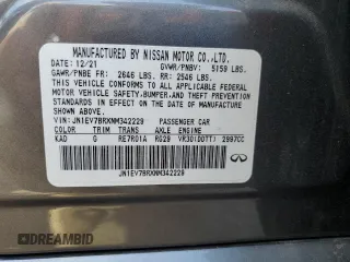 2022 Infiniti Q50 Luxe z VIN JN1EV7BRXNM342229, wystawiony jako Copart lot #53464005 z przebiegiem 14 194 mil mil oraz Szkoda całkowita • Salvage title. Historia ofert i sprzedaży dostępna na DreamBid. Obrazek 12.