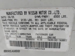 2006 Infiniti G35 with VIN JNKCV51E36M501549, listed as a IAAI auction lot 41951024 with 244,306 mi miles. Bid and sale history available at carsss.com. Image 9.