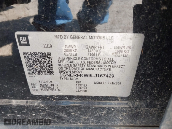2020 Chevrolet Traverse LS с VIN 1GNERFKW9LJ167429, выставлен на аукционе IAAI как лот 42163729 с пробегом 98 083 миль миль и . История ставок и продаж доступна на DreamBid. Изображение 9.