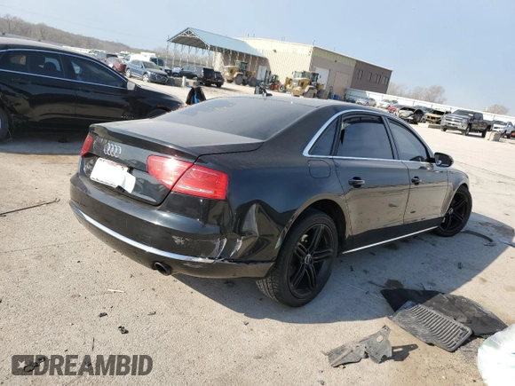2013 Audi A8 L 3.0L with VIN WAURGAFD1DN000663, listed as a Copart auction lot 50812425 with 0 mi miles and Salvage Title. Bid and sale history available at carsss.com. Image 3.