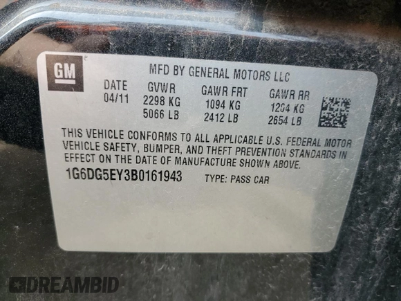 2011 Cadillac CTS Luxury z VIN 1G6DG5EY3B0161943, wystawiony jako Copart lot #54496845 z przebiegiem 148 305 mil mil oraz Szkoda całkowita • Salvage title. Historia ofert i sprzedaży dostępna na DreamBid. Obrazek 13.