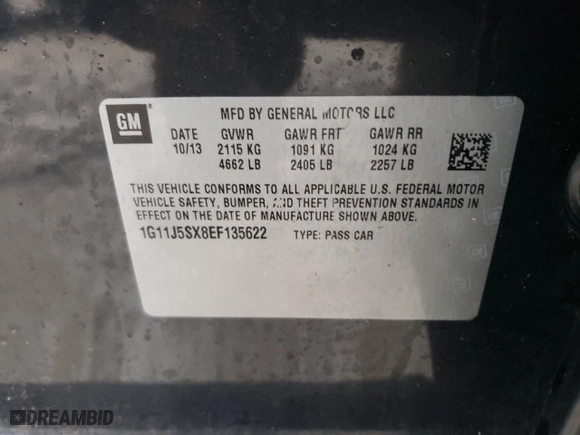 2014 Chevrolet Malibu LTZ with VIN 1G11J5SX8EF135622, listed as a Copart auction lot 86540974 with 119,012 mi miles and Salvage Title. Bid and sale history available at carsss.com. Image 14.