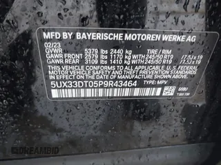 2023 BMW X4 xDrive30i z VIN 5UX33DT05P9R43464, wystawiony jako IAAI lot #41507571 z przebiegiem 32 914 mil mil oraz . Historia ofert i sprzedaży dostępna na DreamBid. Obrazek 9.