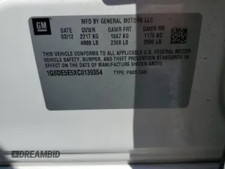 2012 Cadillac CTS Luxury with VIN 1G6DE5E5XC0139354, listed as a Copart auction lot 55996785 with 99,655 mi miles and Salvage title. Bid and sale history available at DreamBid. Image 12.