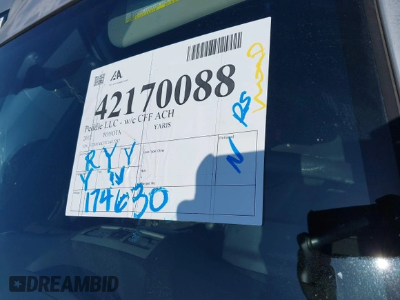 2012 Toyota Yaris with VIN JTDBT4K37C1417287, listed as a IAAI auction lot 42170088 with 174,630 mi miles and . Bid and sale history available at DreamBid. Image 12.