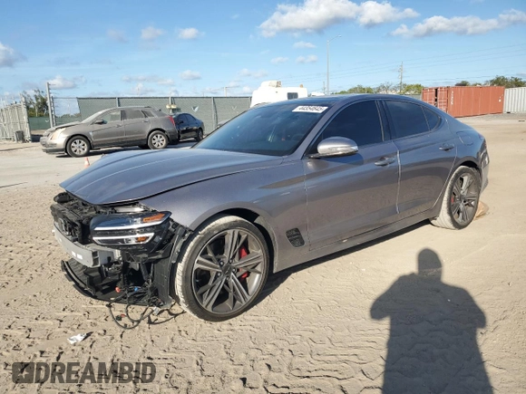 2024 Genesis G70 2.5T with VIN KMTG34SC1RU136438, listed as a Copart auction lot 44354645 with 11,831 mi miles and Salvage Title. Bid and sale history available at carsss.com. Image 1.