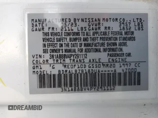 2023 Nissan Sentra S z VIN 3N1AB8BV4PY291112, wystawiony jako Copart lot #53253995 z przebiegiem 11 388 mil mil oraz Szkoda całkowita • Salvage title. Historia ofert i sprzedaży dostępna na DreamBid. Obrazek 14.