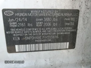2015 Hyundai Elantra SE with VIN 5NPDH4AE7FH555616, listed as a Copart auction lot 53626195 with 162,927 mi miles and Salvage Title. Bid and sale history available at DreamBid. Image 12.