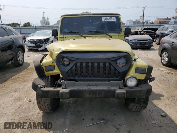 2003 Jeep Wrangler Sahara with VIN 1J4FA59S03P313418, listed as a Copart auction lot 64883094 with 184,658 mi miles and Salvage title. Bid and sale history available at DreamBid. Image 5.