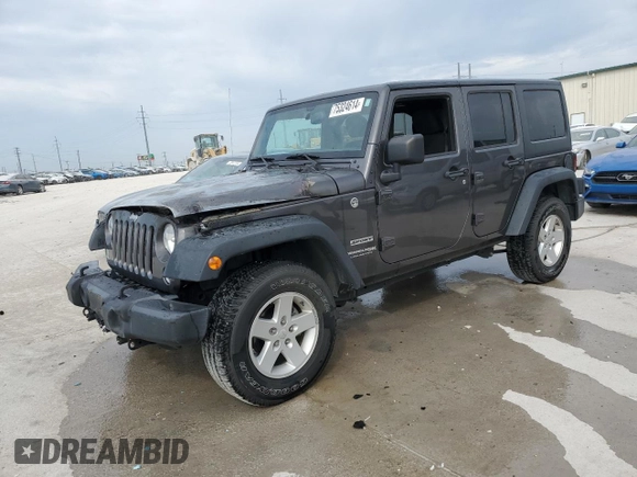 2018 Jeep Wrangler JK Unlimited Sport S with VIN 1C4BJWDG9JL835451, listed as a Copart auction lot 75324614 with 0 mi miles and Non Repairable. Bid and sale history available at carsss.com. Image 1.