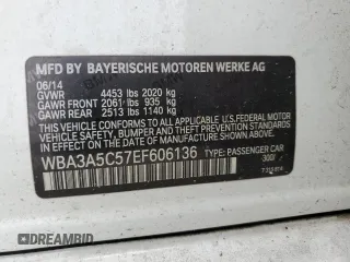2014 BMW 3 Series 328i z VIN WBA3A5C57EF606136, wystawiony jako Copart lot #58500615 z przebiegiem Nie podano mil oraz Szkoda całkowita • Salvage title. Historia ofert i sprzedaży dostępna na DreamBid. Obrazek 12.