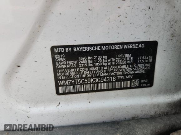 2019 MINI Countryman Cooper S с VIN WMZYT5C59K3G94318, выставлен на аукционе Copart как лот 64745385 с пробегом 38 342 миль миль и Списание • Salvage title. История ставок и продаж доступна на DreamBid. Изображение 14.