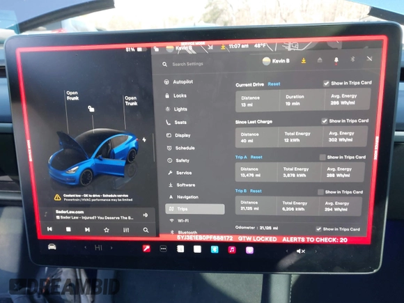 2023 Tesla Model 3 Long Range with VIN 5YJ3E1EB0PF688172, listed as a IAAI auction lot 41411580 with 21,125 mi miles and . Bid and sale history available at DreamBid. Image 7.