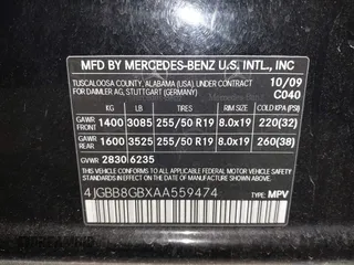 2010 Mercedes-Benz M 350 with VIN 4JGBB8GBXAA559474, listed as a IAAI auction lot 41813323 with 188,481 mi miles and . Bid and sale history available at DreamBid. Image 9.