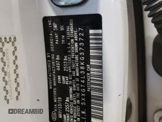 2019 Kia Optima LX with VIN 5XXGT4L38KG373727, listed as a Copart auction lot 48548435 with 103,040 mi miles and Salvage title. Bid and sale history available at DreamBid. Image 12.