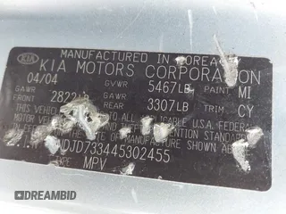 2004 Kia Sorento LX z VIN KNDJD733445302455, wystawiony jako IAAI lot #42342421 z przebiegiem 98 137 mil mil oraz . Historia ofert i sprzedaży dostępna na DreamBid. Obrazek 9.