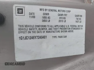 2000 Chevrolet Cavalier with VIN 1G1JC1246Y7249481, listed as a IAAI auction lot 41563445 with Not Provided miles and . Bid and sale history available at DreamBid. Image 9.