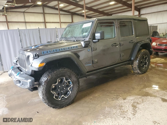2022 Jeep Wrangler 4xe Unlimited Rubicon with VIN 1C4JJXR65NW274221, listed as a Copart auction lot 49138365 with 25,218 mi miles and Salvage Title. Bid and sale history available at carsss.com. Image 1.