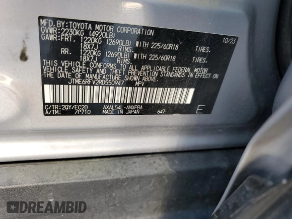 2024 Toyota RAV4 Hybrid XSE with VIN JTME6RFV2RD550947, listed as a Copart auction lot 89141345 with 6,454 mi miles and Clean Title. Bid and sale history available at carsss.com. Image 12.