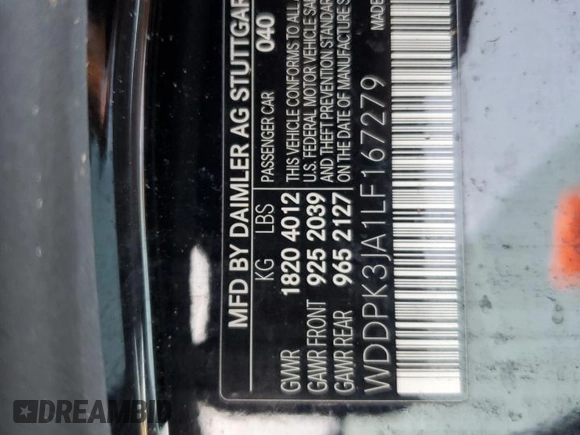 2020 Mercedes-Benz SLC 300 z VIN WDDPK3JA1LF167279, wystawiony jako Copart lot #74850644 z przebiegiem Nie podano mil oraz Szkoda całkowita • Salvage title. Historia ofert i sprzedaży dostępna na DreamBid. Obrazek 13.