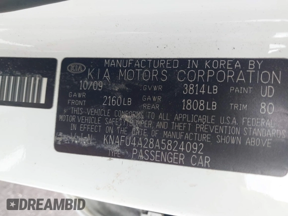 2010 Kia Forte EX z VIN KNAFU4A28A5824092, wystawiony jako IAAI lot #42233005 z przebiegiem 236 206 mil mil oraz . Historia ofert i sprzedaży dostępna na DreamBid. Obrazek 9.