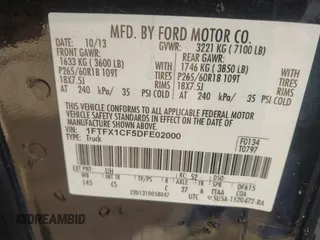 2013 Ford F-150 XL with VIN 1FTFX1CF5DFE02000, listed as a IAAI auction lot 41864702 with 185,992 mi miles. Bid and sale history available at carsss.com. Image 9.