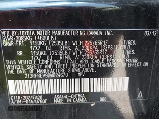 2013 Toyota RAV4 XLE with VIN 2T3RFREV9DW024670, listed as a IAAI auction lot 42637419 with 146,477 mi miles and . Bid and sale history available at DreamBid. Image 9.