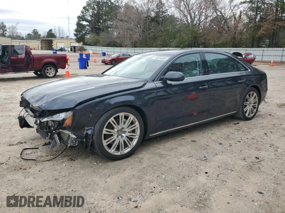 2014 Audi A8 3.0L TDI with VIN WAURMAFD1EN011155, listed as a Copart auction lot 49234365 with 106,967 mi miles and Salvage title. Bid and sale history available at DreamBid. Image 1.