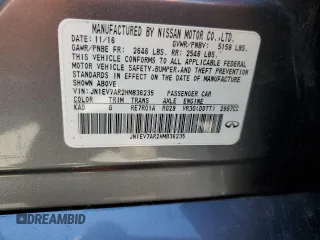2017 Infiniti Q50 Premium z VIN JN1EV7AR2HM836235, wystawiony jako Copart lot #54678815 z przebiegiem 122 804 mil mil oraz Szkoda całkowita • Salvage title. Historia ofert i sprzedaży dostępna na DreamBid. Obrazek 12.