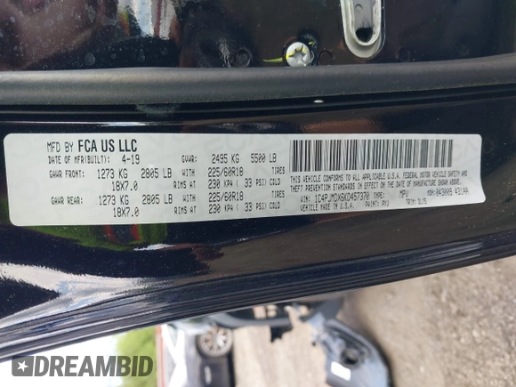 2019 Jeep Cherokee Limited with VIN 1C4PJMDX6KD457370, listed as a IAAI auction lot 42210162 with 50,303 mi miles and . Bid and sale history available at DreamBid. Image 9.