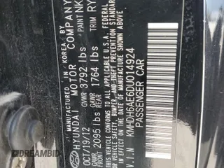 2013 Hyundai Elantra Coupe GS PZEV with VIN KMHDH6AE6DU014924, listed as a Copart auction lot 63874694 with 0 mi miles and Salvage Title. Bid and sale history available at carsss.com. Image 13.