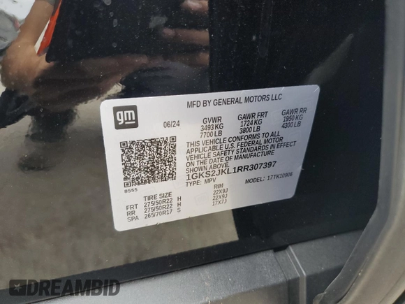2024 GMC Yukon XL Denali with VIN 1GKS2JKL1RR307397, listed as a Copart auction lot 78800474 with 774 mi miles and Salvage Title. Bid and sale history available at carsss.com. Image 14.