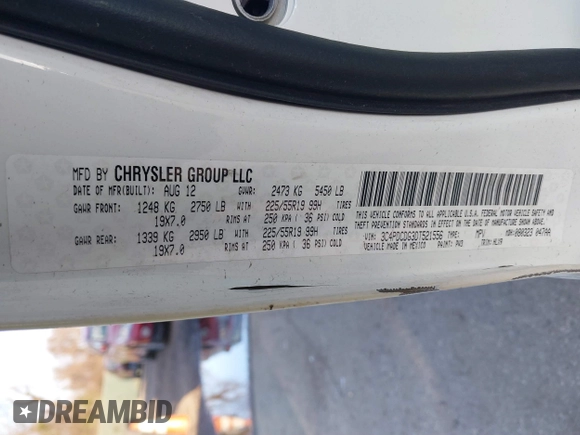 2013 Dodge Journey Crew with VIN 3C4PDCDG3DT521556, listed as a IAAI auction lot 41852888 with 209,562 mi miles and . Bid and sale history available at DreamBid. Image 9.