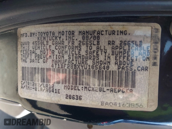 2000 Toyota Avalon XL with VIN 4T1BF28BXYU105640, listed as a IAAI auction lot 42024346 with 317,895 mi miles and . Bid and sale history available at DreamBid. Image 9.