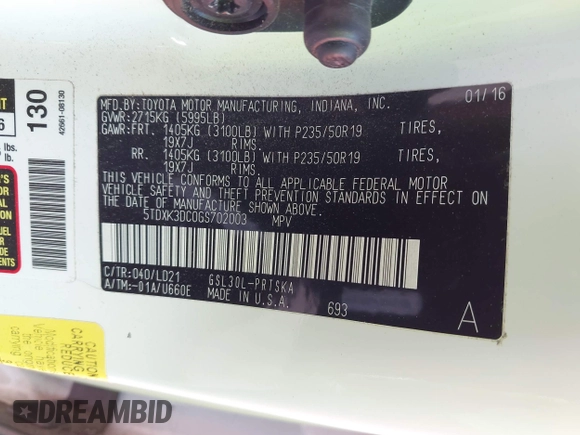 2016 Toyota Sienna SE с VIN 5TDXK3DC0GS702003, выставлен на аукционе IAAI как лот 41957604 с пробегом 41 409 миль миль и . История ставок и продаж доступна на DreamBid. Изображение 9.