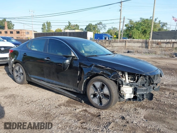 2013 Kia Optima Hybrid EX with VIN KNAGM4AD4D5040177, listed as a IAAI auction lot 40496029 with Not Provided miles. Bid and sale history available at carsss.com. Image 1.