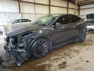 2021 Tesla Model Y Performance with VIN 5YJYGDEF2MF194752, listed as a Copart auction lot 45807855 with 0 mi miles and Salvage Title. Bid and sale history available at carsss.com. Image 1.