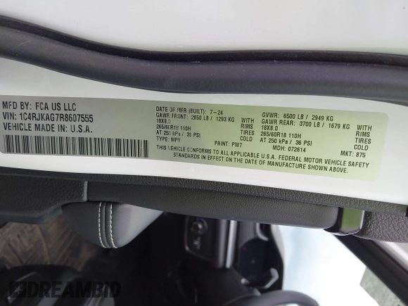2024 Jeep Grand Cherokee Altitude z VIN 1C4RJKAG7R8607555, wystawiony jako IAAI lot #42162453 z przebiegiem 14 802 mil mil oraz . Historia ofert i sprzedaży dostępna na DreamBid. Obrazek 9.