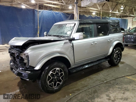 2024 Ford Bronco Outer Banks with VIN 1FMEE8BP2RLA43360, listed as a Copart auction lot 42874005 with 575 mi miles and Salvage title. Bid and sale history available at DreamBid. Image 1.