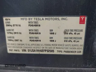 2014 Tesla Model S 60 with VIN 5YJSA1H16EFP32585, listed as a IAAI auction lot 42068925 with 119,561 mi miles and . Bid and sale history available at DreamBid. Image 9.
