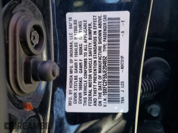 2018 Honda Civic LX with VIN 19XFC2F55JE204852, listed as a Copart auction lot 49540485 with 99,229 mi miles and Salvage Title. Bid and sale history available at DreamBid. Image 14.