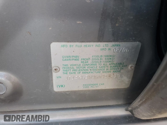 2006 Subaru Forester 2.5 X with VIN JF1SG63676H755217, listed as a Copart auction lot 50150595 with 284,788 mi miles and Salvage Title. Bid and sale history available at carsss.com. Image 13.