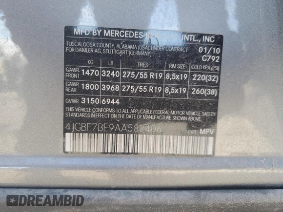 2010 Mercedes-Benz GL-Class GL 450 with VIN 4JGBF7BE9AA582406, listed as a Copart auction lot 77448494 with 124,849 mi miles and Clean Title. Bid and sale history available at carsss.com. Image 13.
