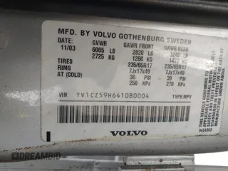 2004 Volvo XC90 with VIN YV1CZ59H641080004, listed as a IAAI auction lot 41917954 with 201,703 mi miles. Bid and sale history available at carsss.com. Image 9.