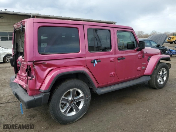 2022 Jeep Wrangler Unlimited Sahara with VIN 1C4HJXEN8NW144123, listed as a Copart auction lot 50297375 with 20,455 mi miles and Salvage Title. Bid and sale history available at carsss.com. Image 3.